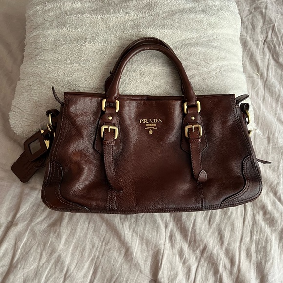 Prada Cervo Antik Brown Leather Handbag - Picture 2 of 15
